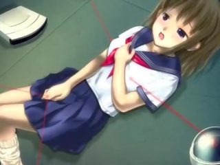 Anime krása v školní jednotný masturbuje kočička